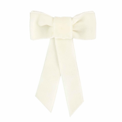 [50.961.000-303-U] Velvet Bow Hair Clip (303 Cream)
