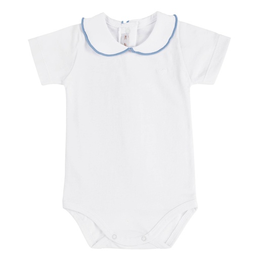 [54.454.114-063-12m] Color Trim Peter Pan Bodysuit (063 White, 12m)