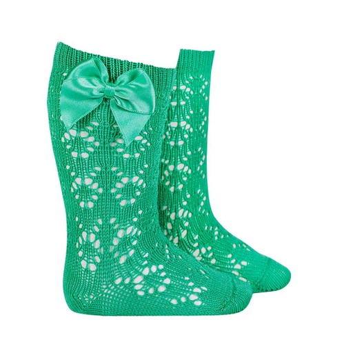 Patterned Crochet Knee Sock W/ Bow