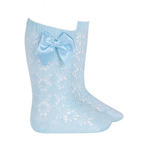 Patterned Crochet Knee Sock W/ Bow