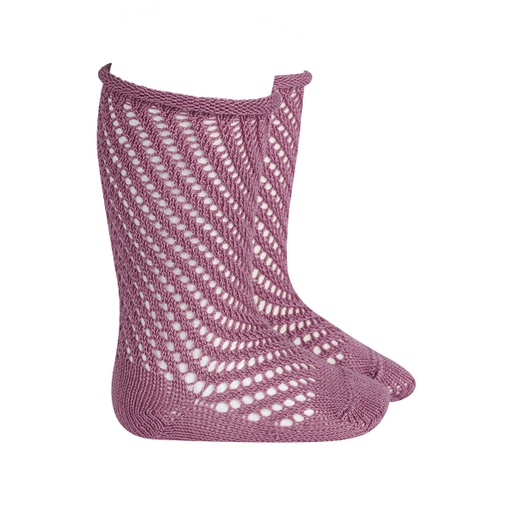 Slant Stripe Crochet Knee Sock