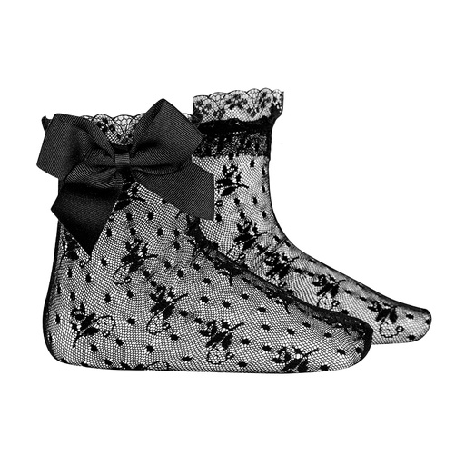Floral Designed Lace Sock W/ Bow