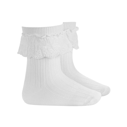 Ribbed Sock W/ Eyelet Ruffle