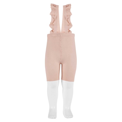 Thin Ribbed Short Tights W/ Ruffle Suspenders