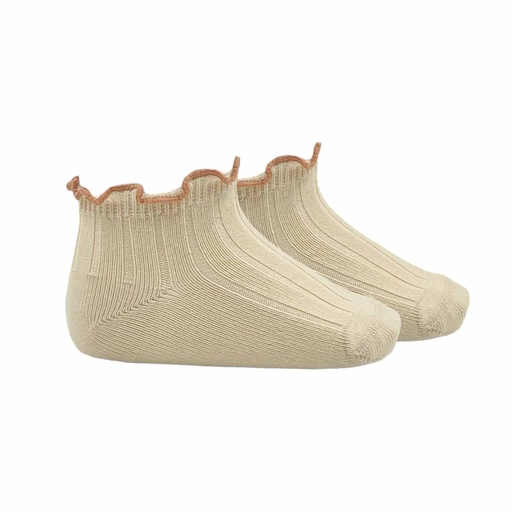 Ribbed Sock W/ Contrast Color Ruffle