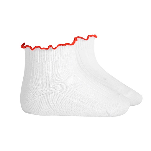 Ribbed Sock W/ Contrast Color Ruffle