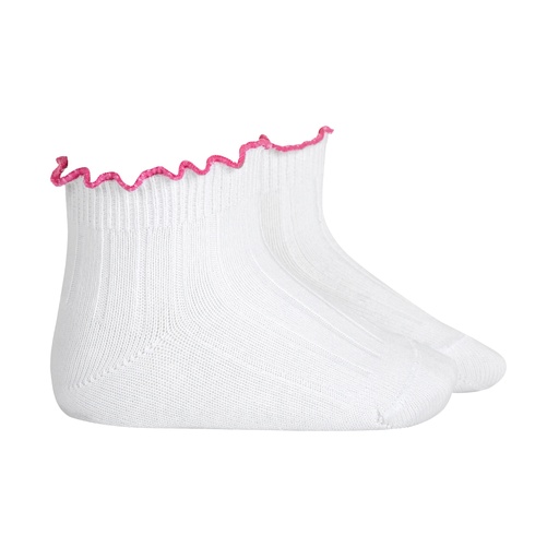 Ribbed Sock W/ Contrast Color Ruffle