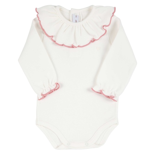 Color Trim Ruffle Collar Bodysuit