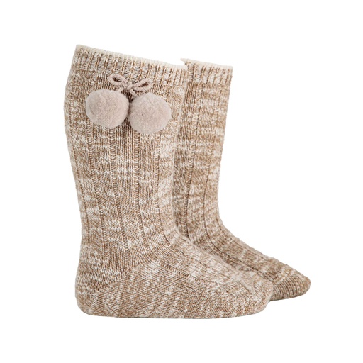 Marled Pom Pom Knee Sock