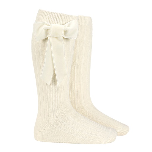 Velvet Bow Knee Sock