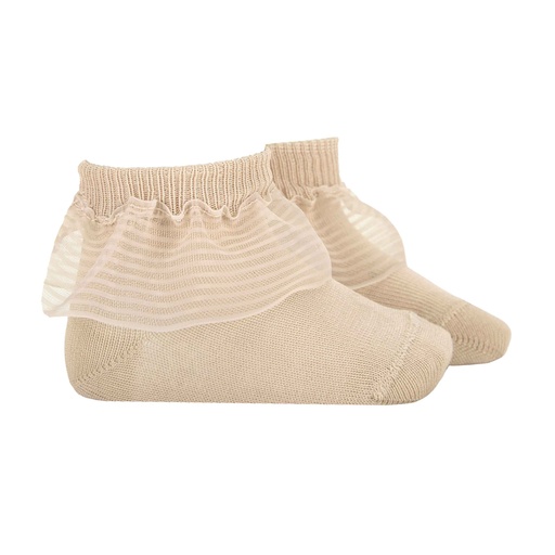Sock W/ Sheer Striped Frill